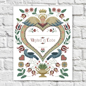 Wedding Sampler Cross Stitch Pattern Colorful Art DIY X-stitch Needlepoint Pattern Embroidery Chart Printable Instant Download PDF Design