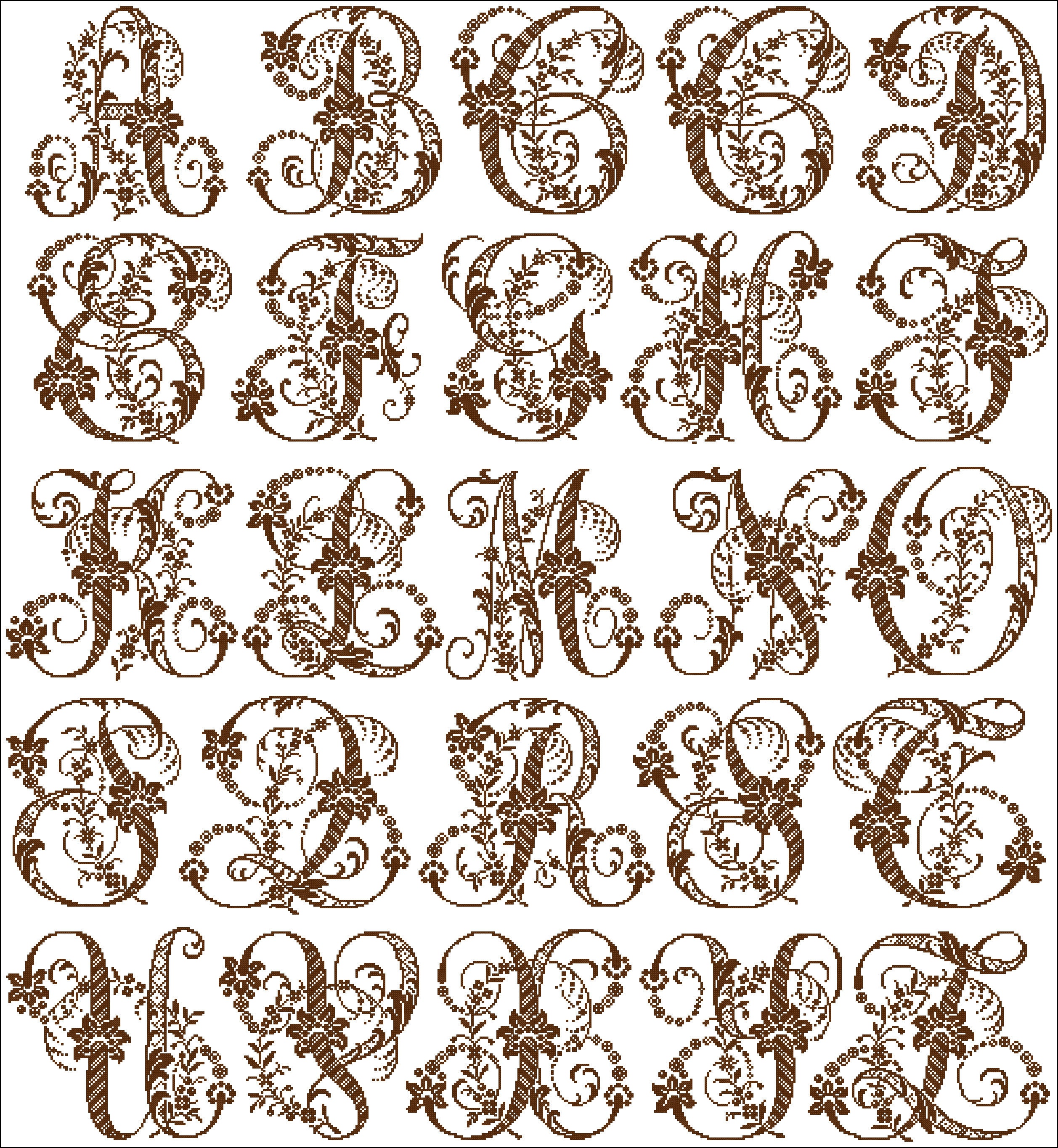 Lettrrs Cross Stitch Pattern Monogram Colorful Art DIY X-stitch ...
