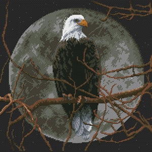 Adler Kreuzstich Muster Wald Vögel bunt Art DIY X-Stich Nadelspitzenmuster Stickbild Printable PDF Instant Download Design