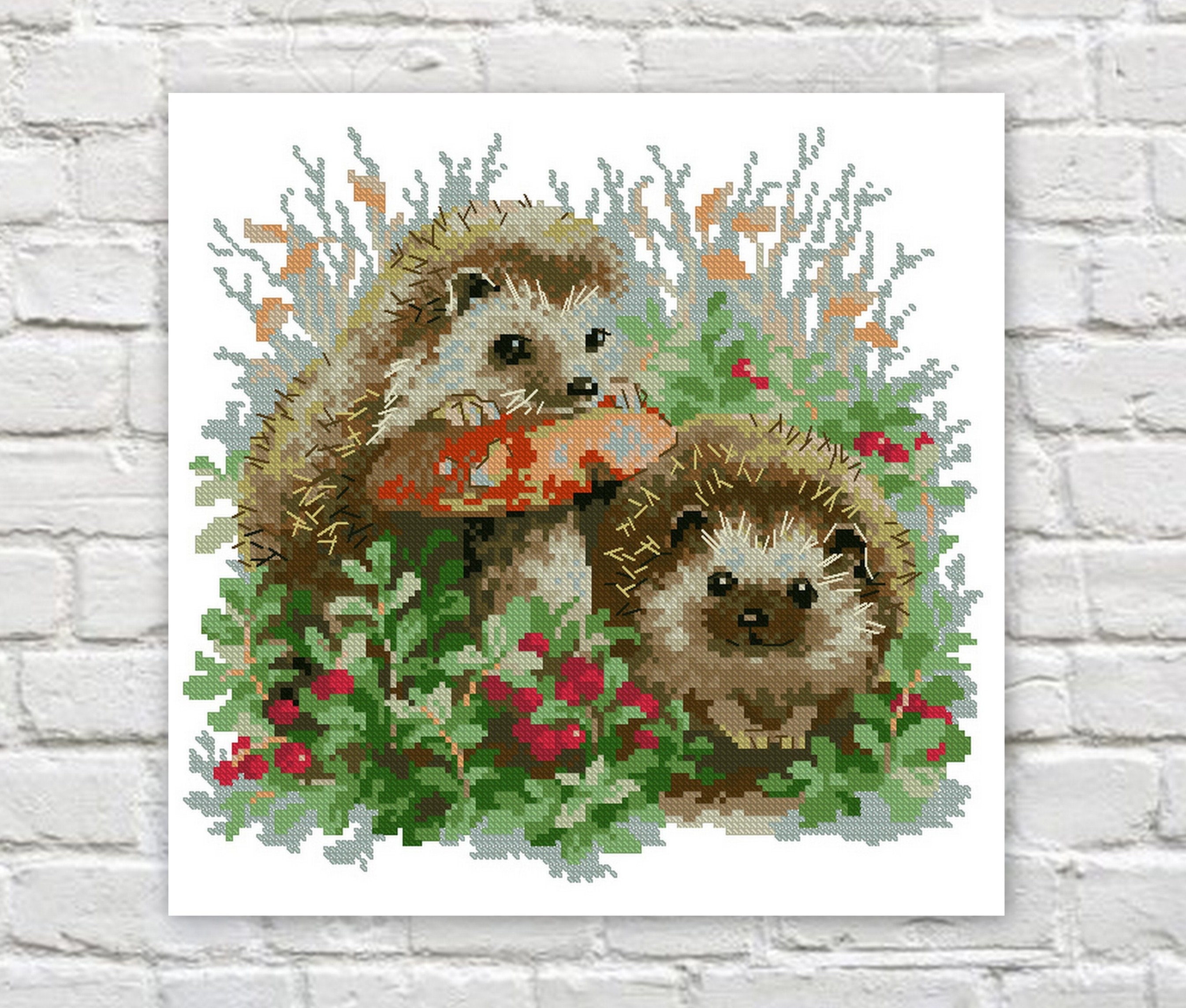 Схема вышивки ежиков