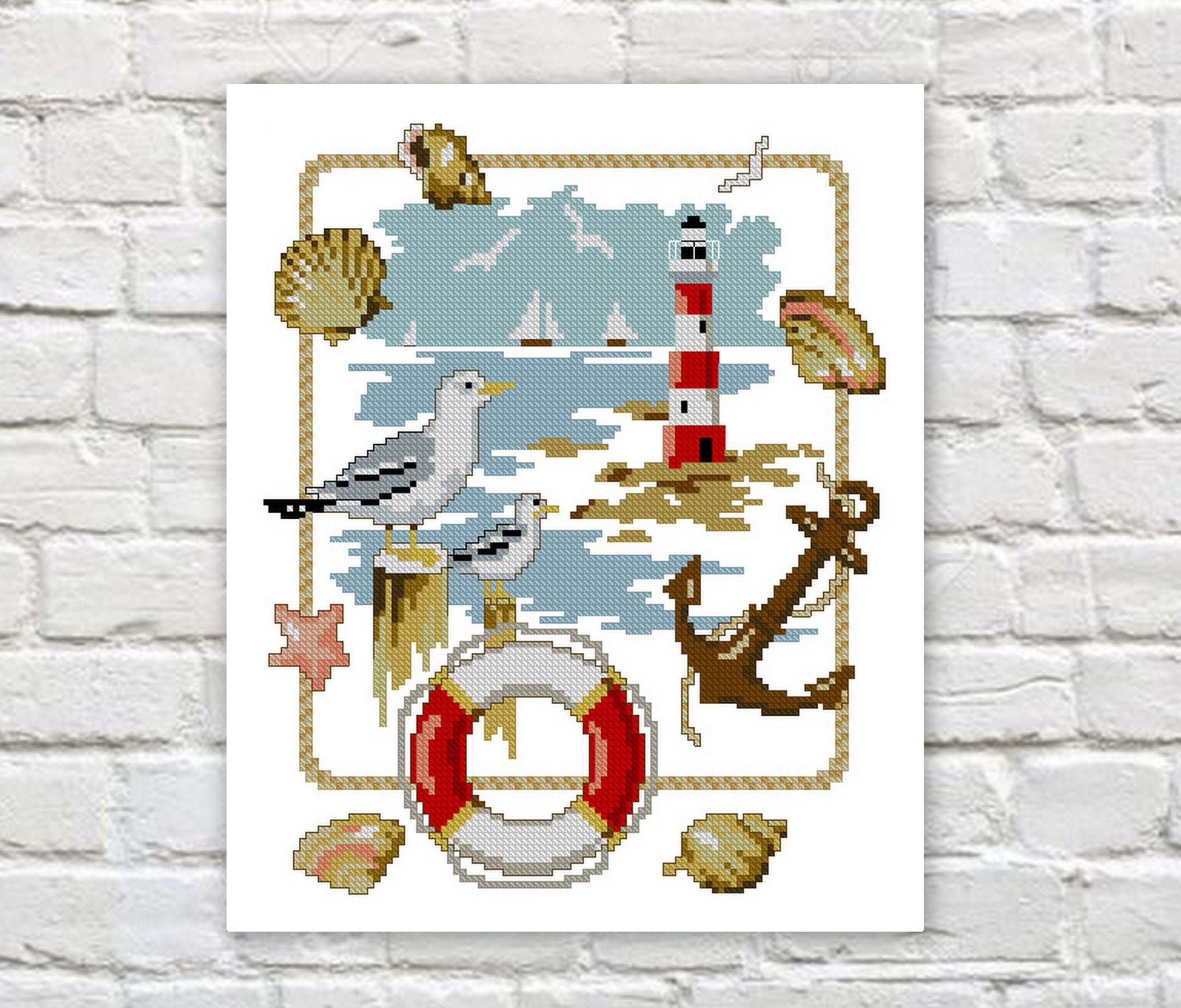 Sea Sampler Cross Stitch Pattern Lighthouse Counted PDF - Etsy