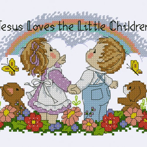 Children Cross Stitch Pattern Colorful Art DIY X-stitch Chart - Etsy