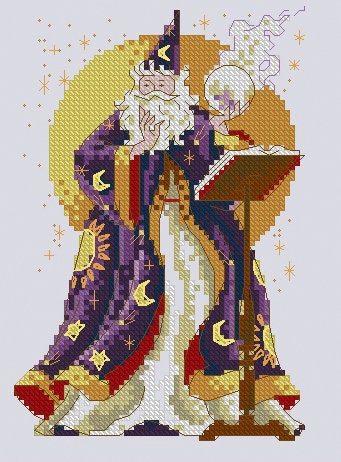 Wizard Cross Stitch Pattern Colorful Art DIY X-stitch Chart