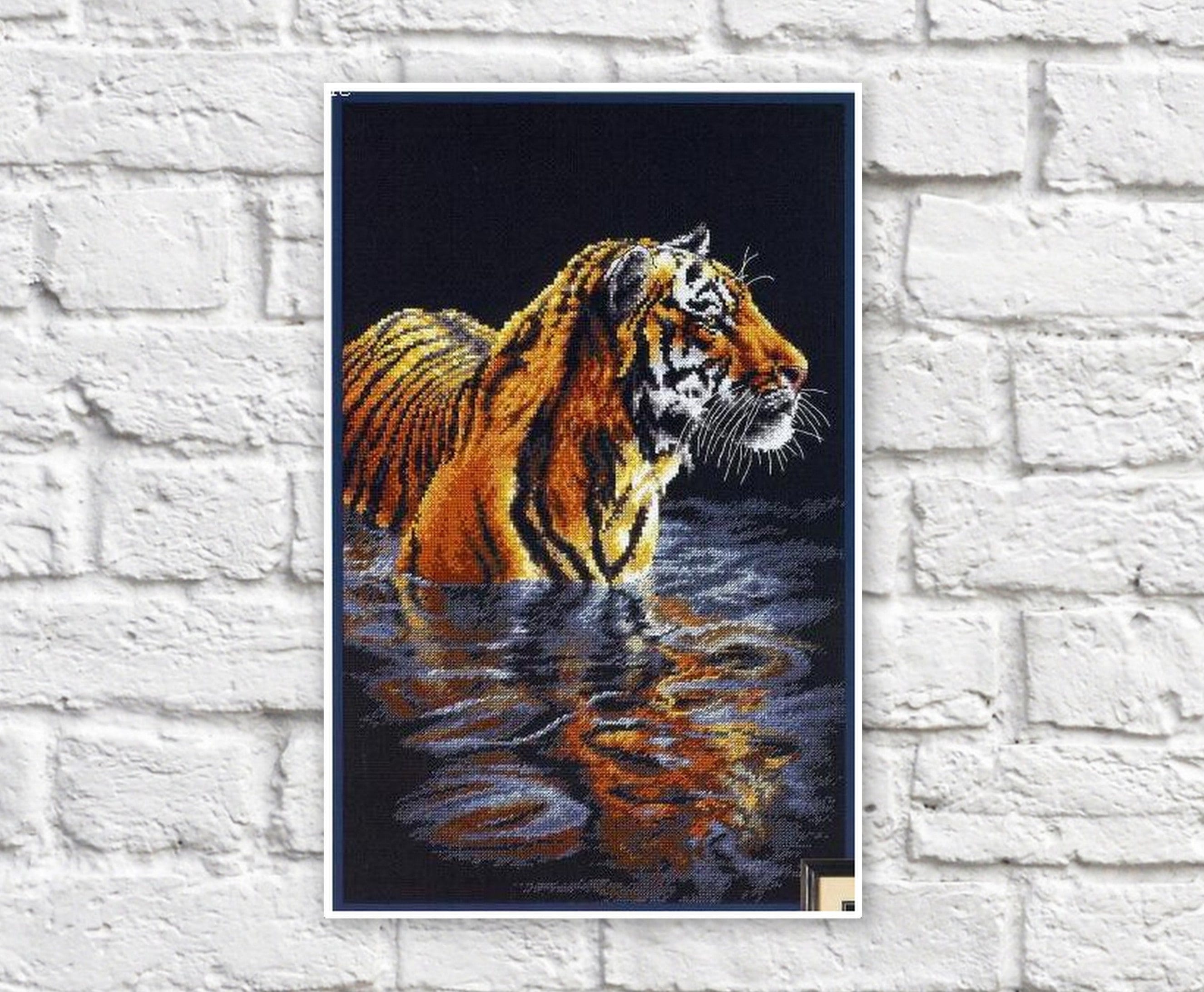 Tiger Cross Stitch Pattern Colorful Art DIY Xstitch Chart Etsy