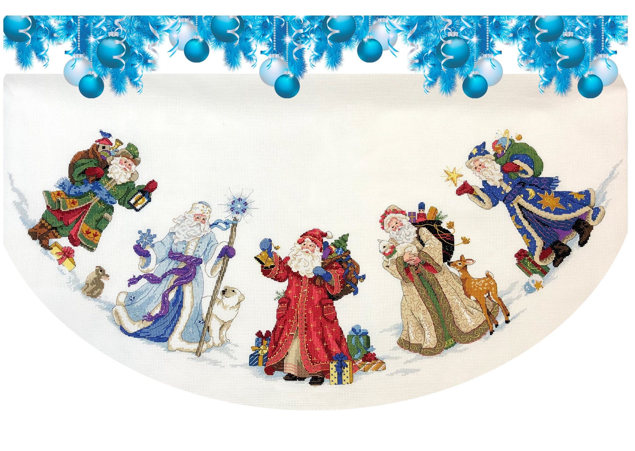 Christmas Tree Skirt Cross Stitch Pattern Colorful Art DIY Etsy