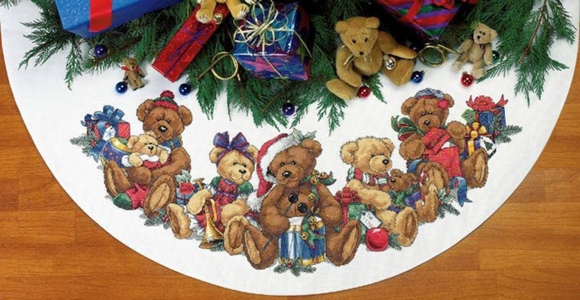 Christmas Tree Skirt Cross Stitch Pattern Colorful DIY Etsy