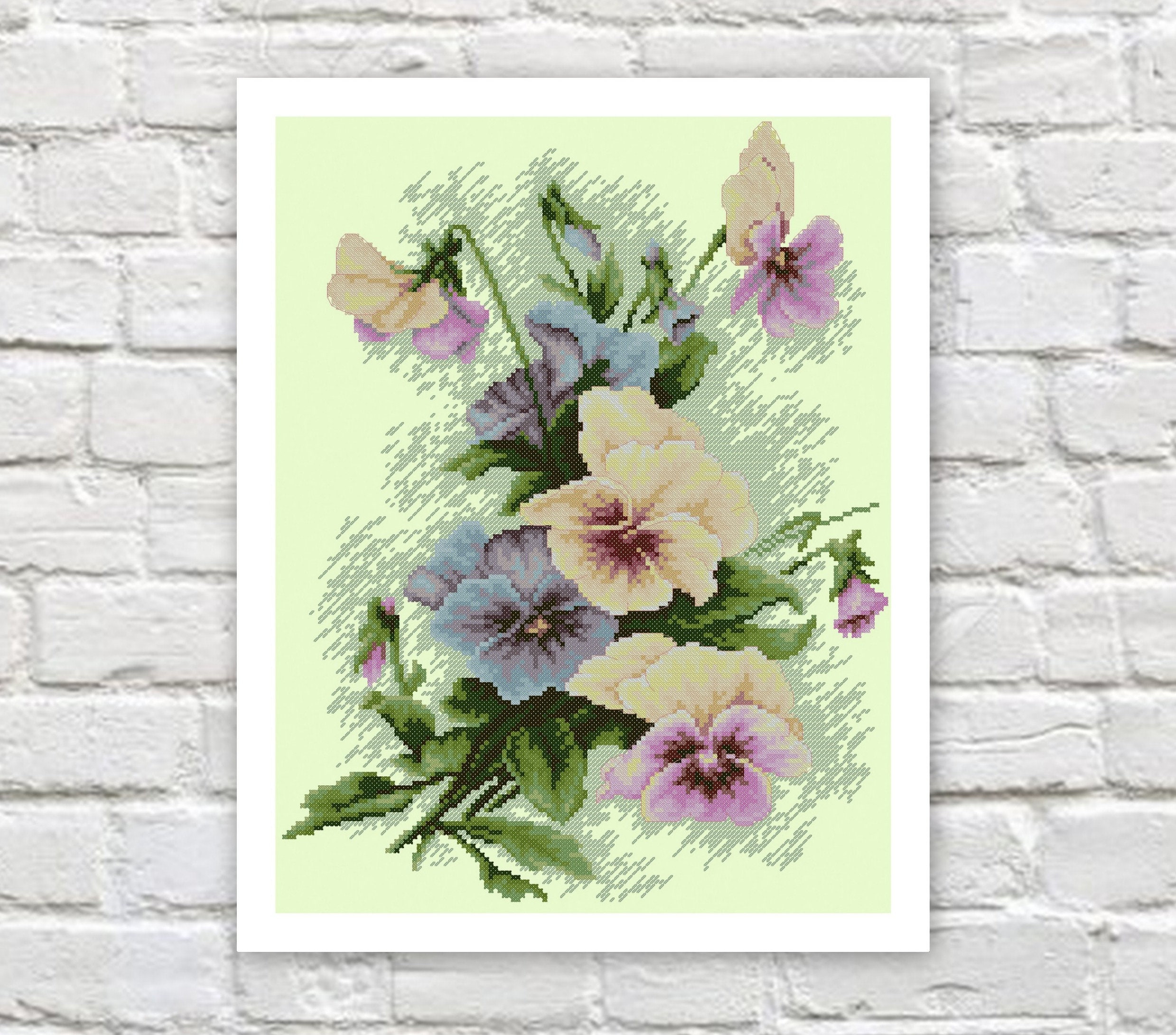 Garden Flowers Cross Stitch Pattern Pansy Cross Stitch Counted PDF X ...