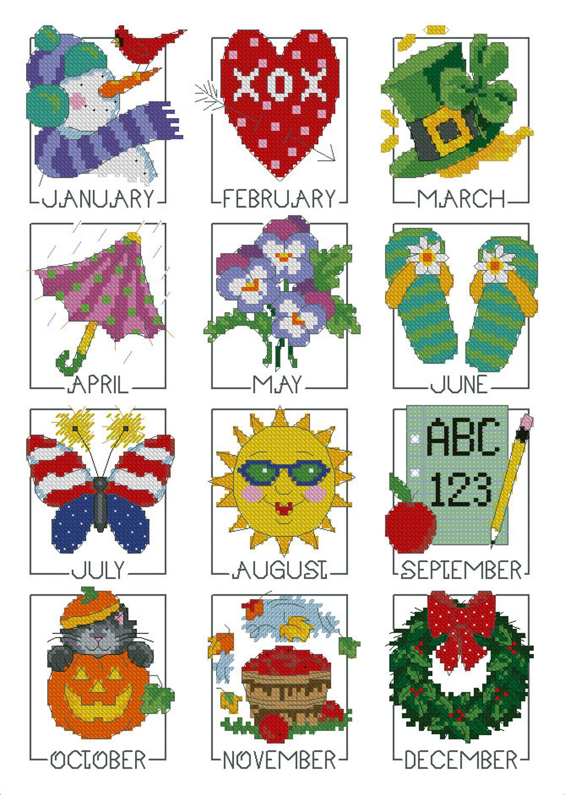 calendar-cross-stitch-pattern-month-colorful-art-diy-x-stitch-etsy