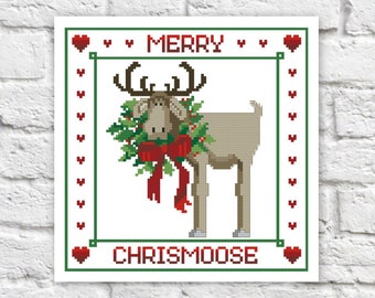 Merry Christmas Cross Stitch Pattern Colorful Art DIY X-stitch  Needlepoint Pattern Embroidery Chart Printable Instant Download PDF Design