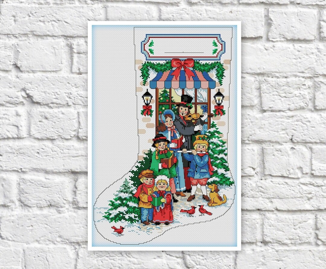 Victorian Christmas Stocking Cross Stitch Pattern Colorful DIY X-stitch ...
