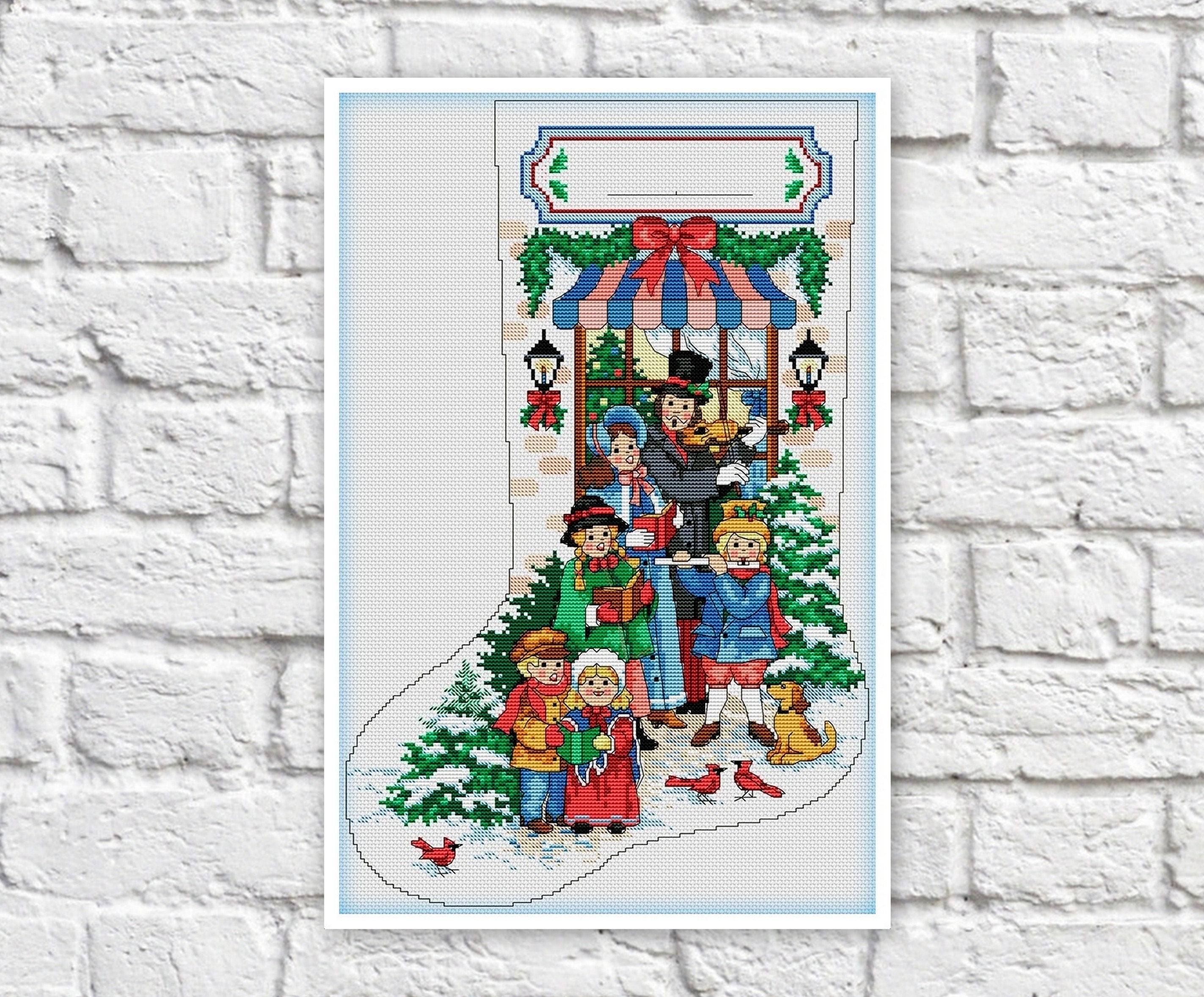 Victorian Christmas Stocking Cross Stitch Pattern Colorful DIY | Etsy