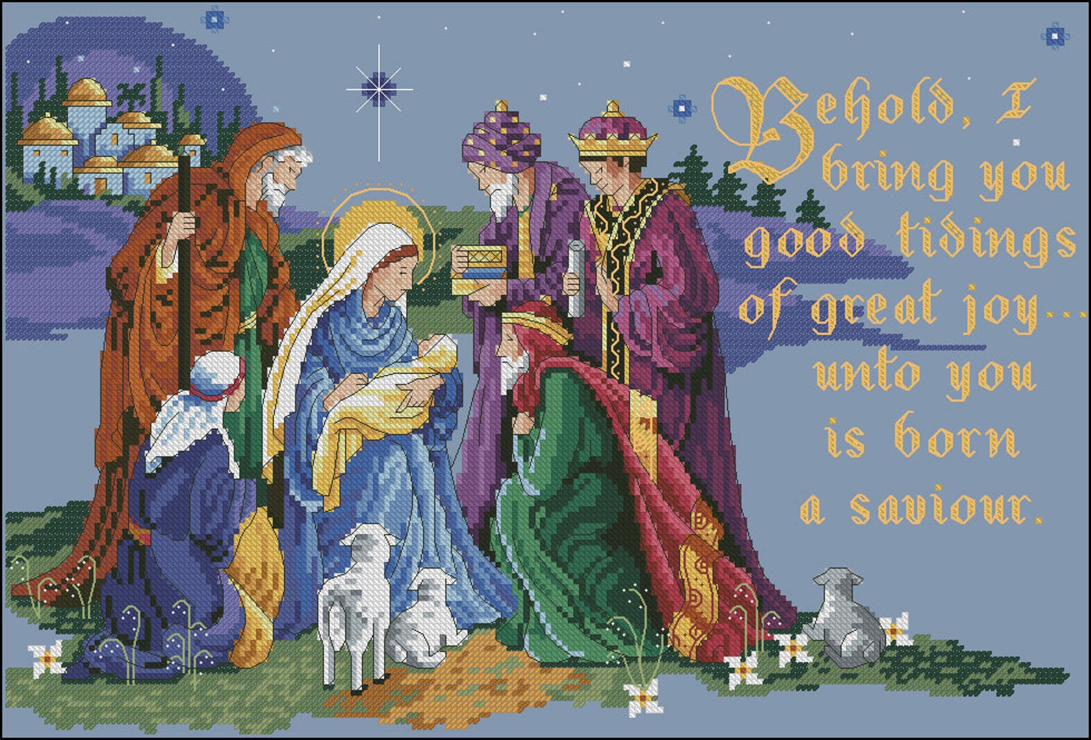 Religious Cross Stitch Pattern Colorful Art DIY X-stitch Chart | Etsy