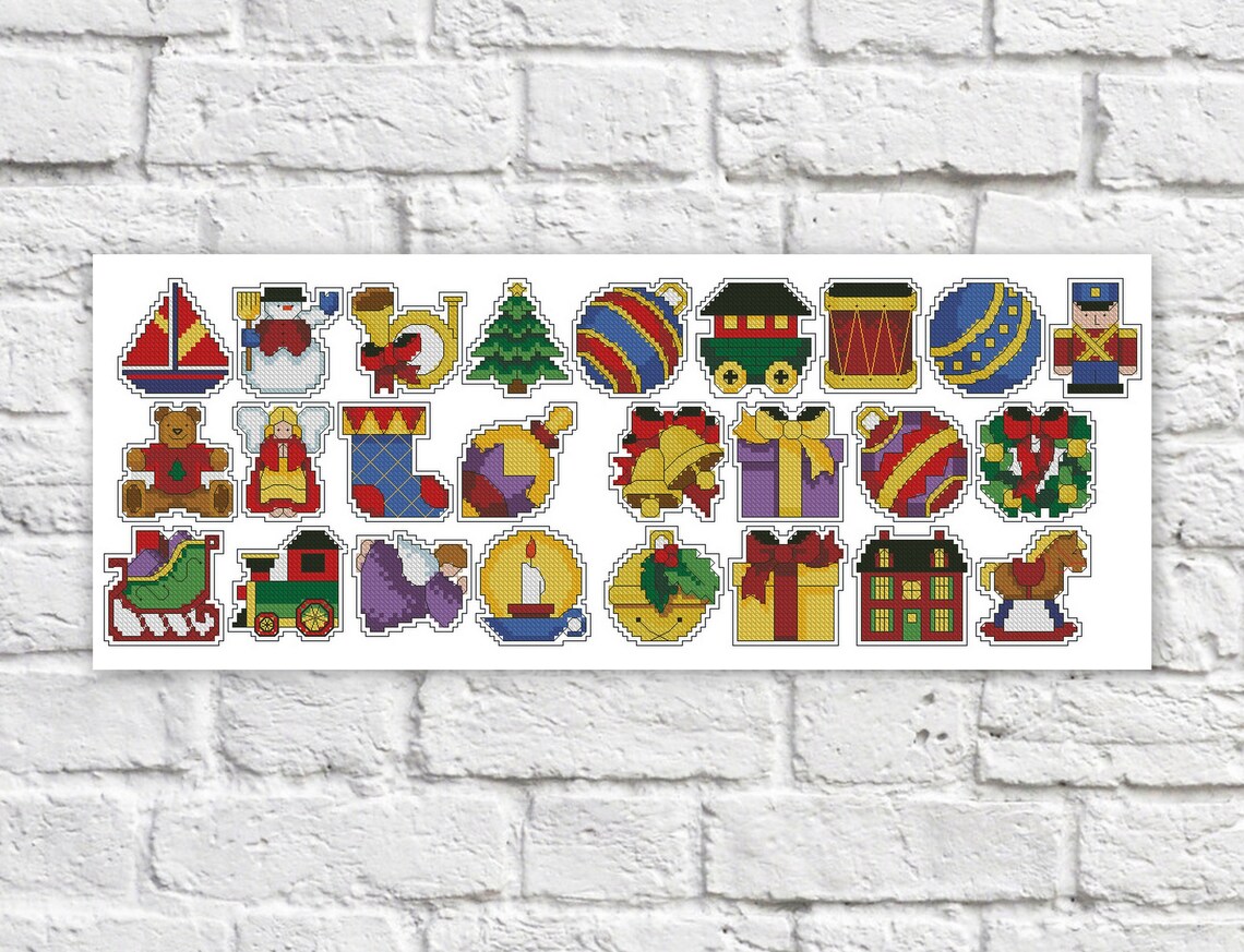 Small Christmas Cross Stitch Pattern Christmas Colorful Art Etsy