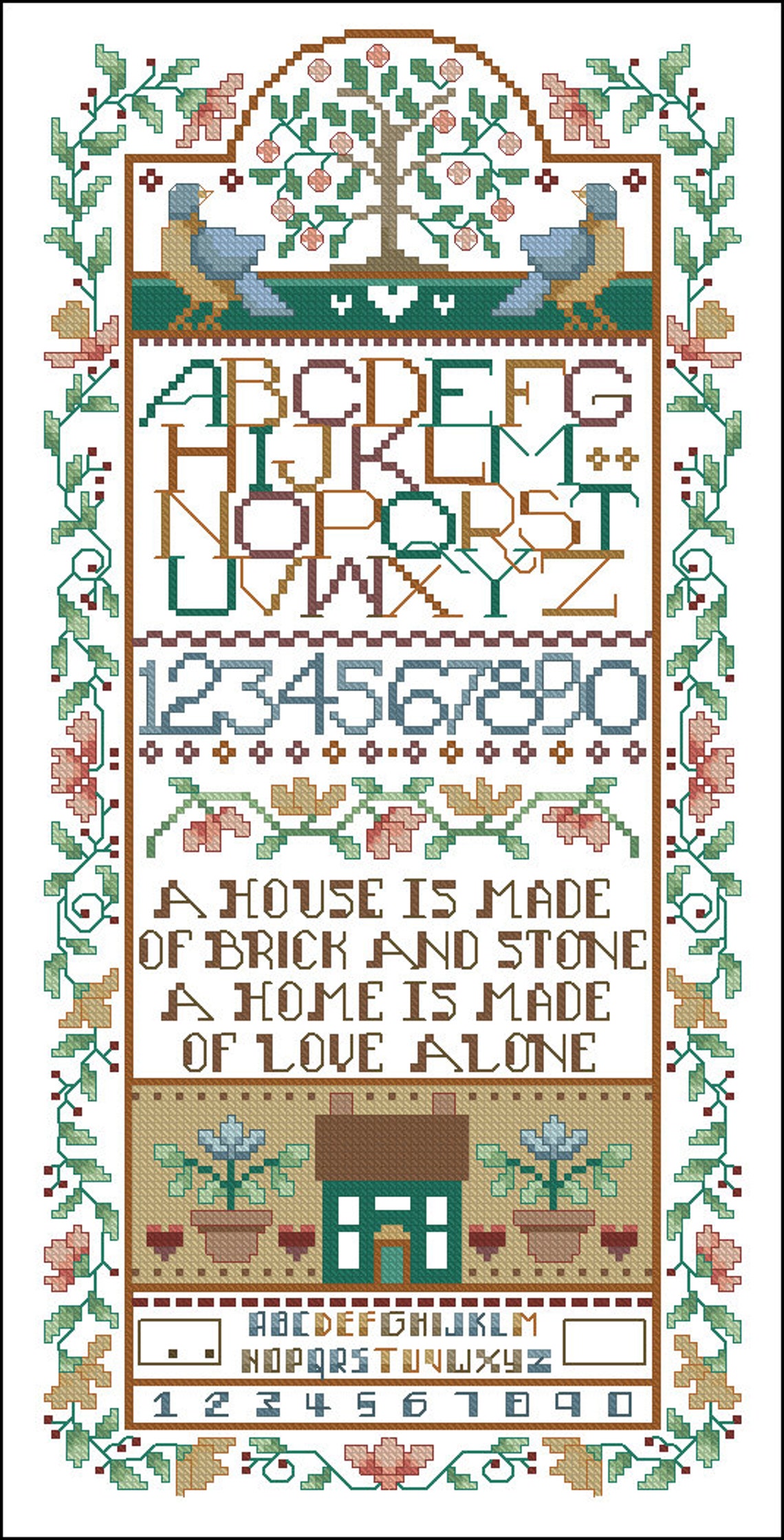 Alphabet Sampler Cross Stitch Pattern Colorful Art DIY - Etsy