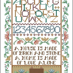 Alphabet Sampler Cross Stitch Pattern Colorful Art DIY X-stitch