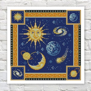 Galaxy Cross Stitch Pattern Counted PDF X-stitch Chart Needlepoint Embroidery Instant Download