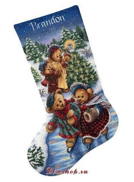 Victorian Teddy Bears Cross Stitch Pattern Christmas Stocking Colorful ...