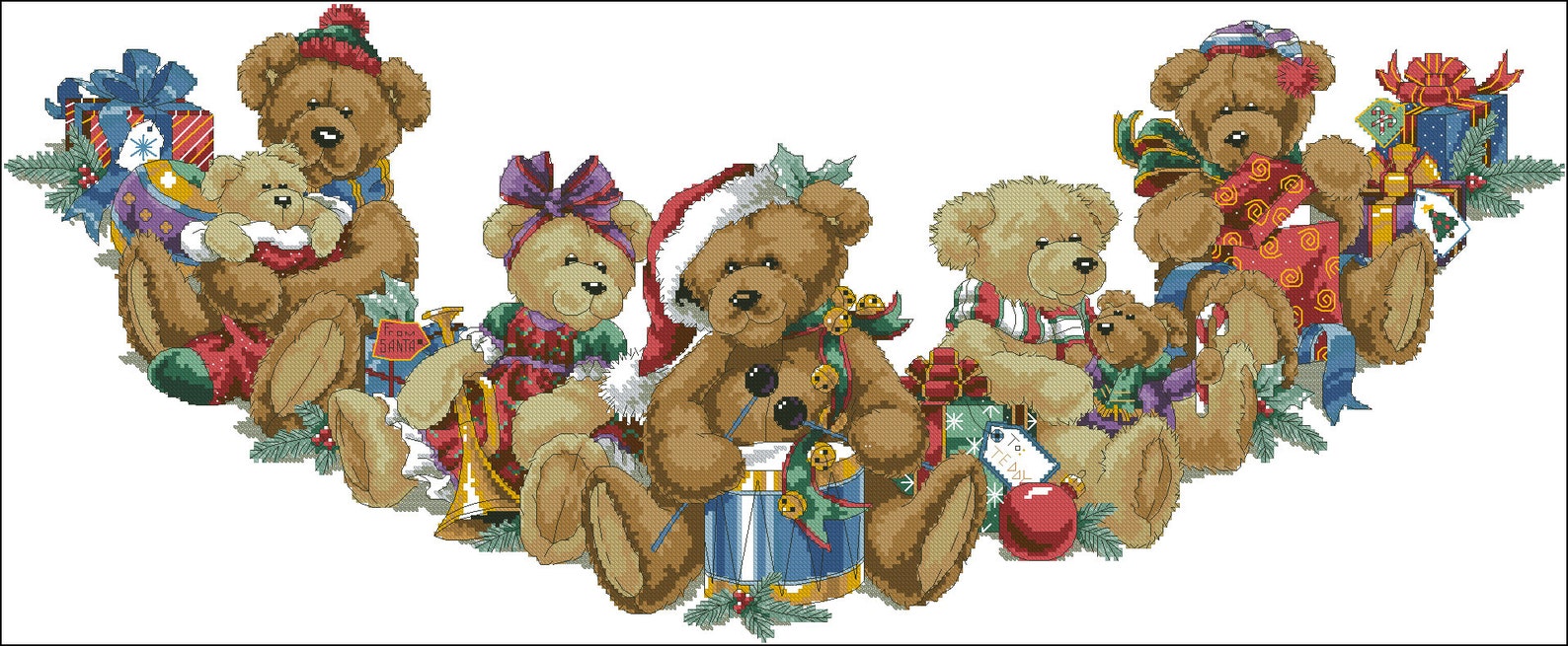 Christmas Tree Skirt Cross Stitch Pattern Colorful DIY Etsy