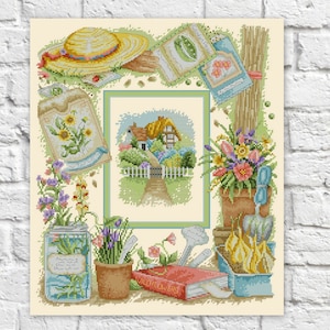 Summer Cross Stitch Pattern Summer Sampler X-stitch Chart Needlepoint Pattern Embroidery Printable PDF Instant Download Decor