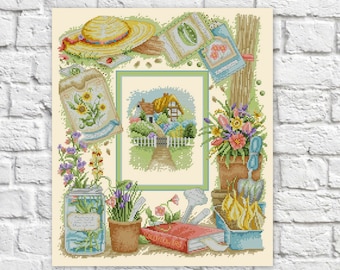 Summer Cross Stitch Pattern Summer Sampler X-stitch Chart Needlepoint Pattern Embroidery Printable PDF Instant Download Decor