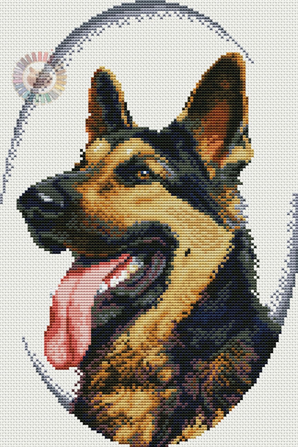 German Shepherd Cross Stitch Pattern Dog Colorful Art DIY Etsy