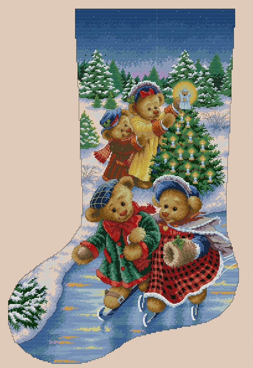Christmas Stocking Cross Stitch Pattern Pdf Winter Sock for Girl
