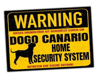 Dogo Canario Presa Dog Schild Warning Security System Türschild Hundeschild Warnschild Warnung Deko