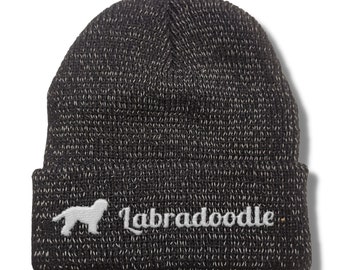 Labradoodle reflektierende Mütze Stickerei Hund Winter Strickmütze reflex Beanie warm