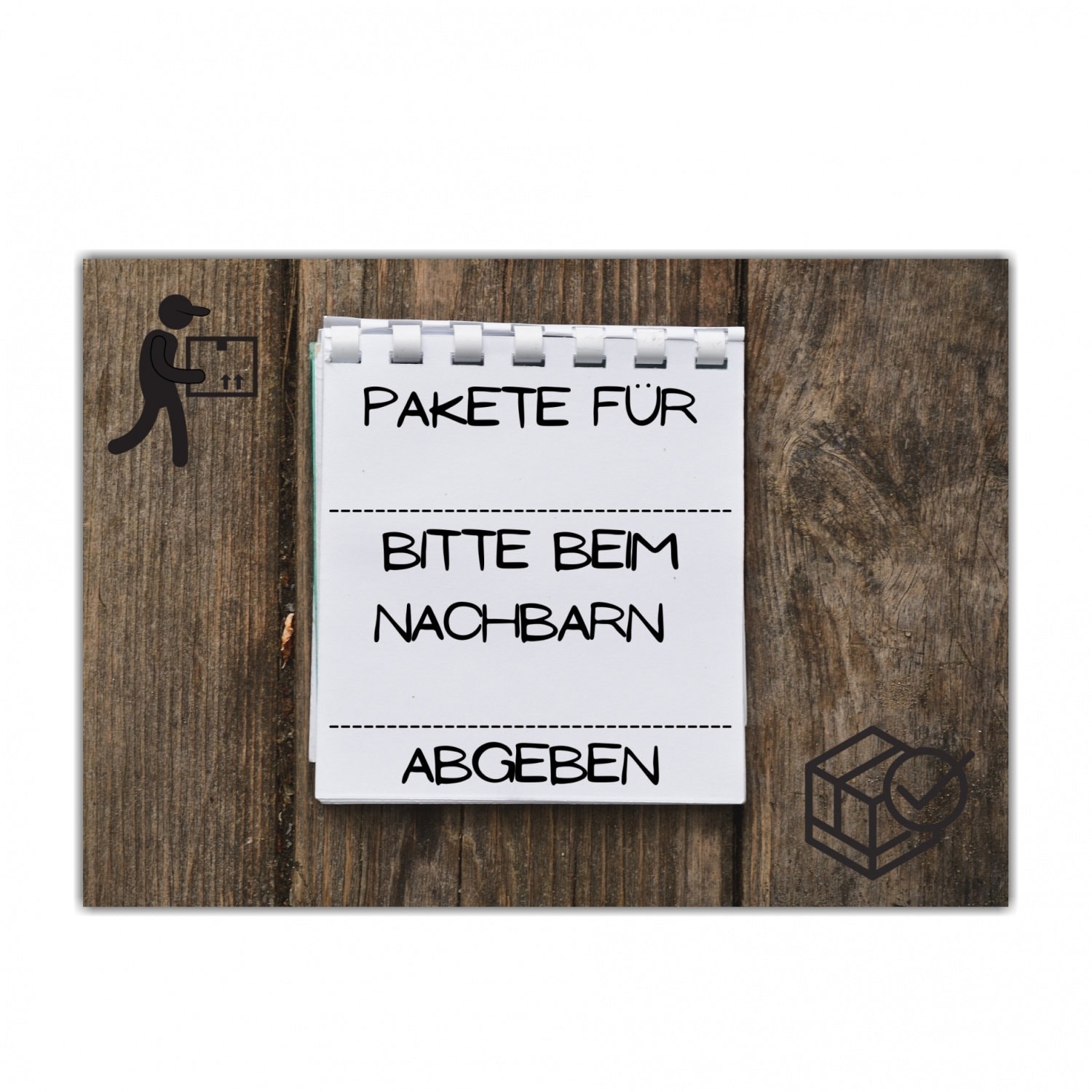 Paket Bitte Beim Nachbarn Abgeben Vordruck Paket Nachbarn abgeben Schild Notiz Spruch Paketablage Versand