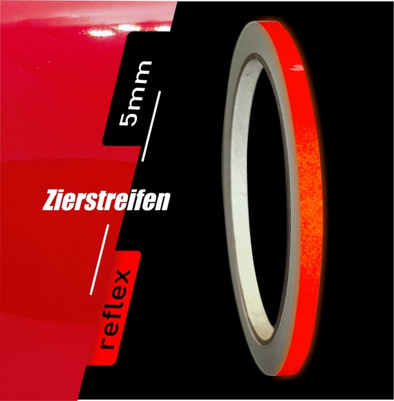 Zierstreifen rot reflektierend reflex Aufkleber 5mm Länge 10m Auto