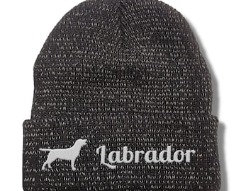 Labrador reflektierende Mütze Stickerei Hund Winter Strickmütze reflex Beanie warm