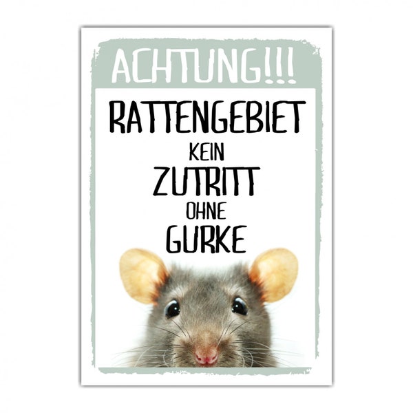 Achtung Ratte Kein Zutritt Gurke Schild lustig Spruch Türschild Warnschild Fun Metallschild