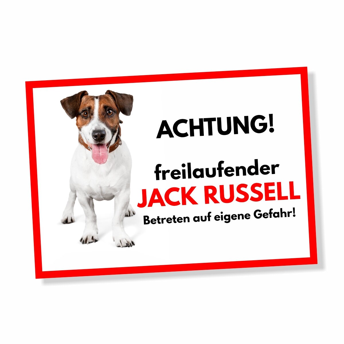Warnschild „Vorsicht! Freilaufender Hund“ – 30x20 Cm, Alu-Dibond, 4 Bohrungen, Wetterfest