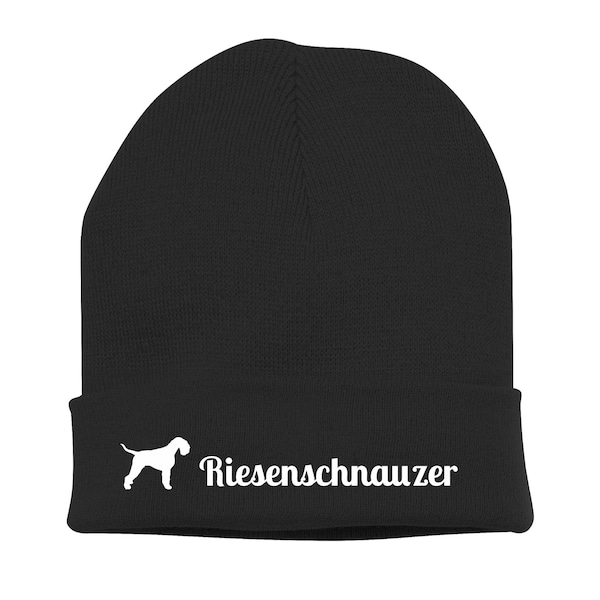 Strickmütze Riesenschnauzer Schnauzer Münchner Russian Bear Riesen Hund Stickerei Hund Winter Mütze Wintermütze