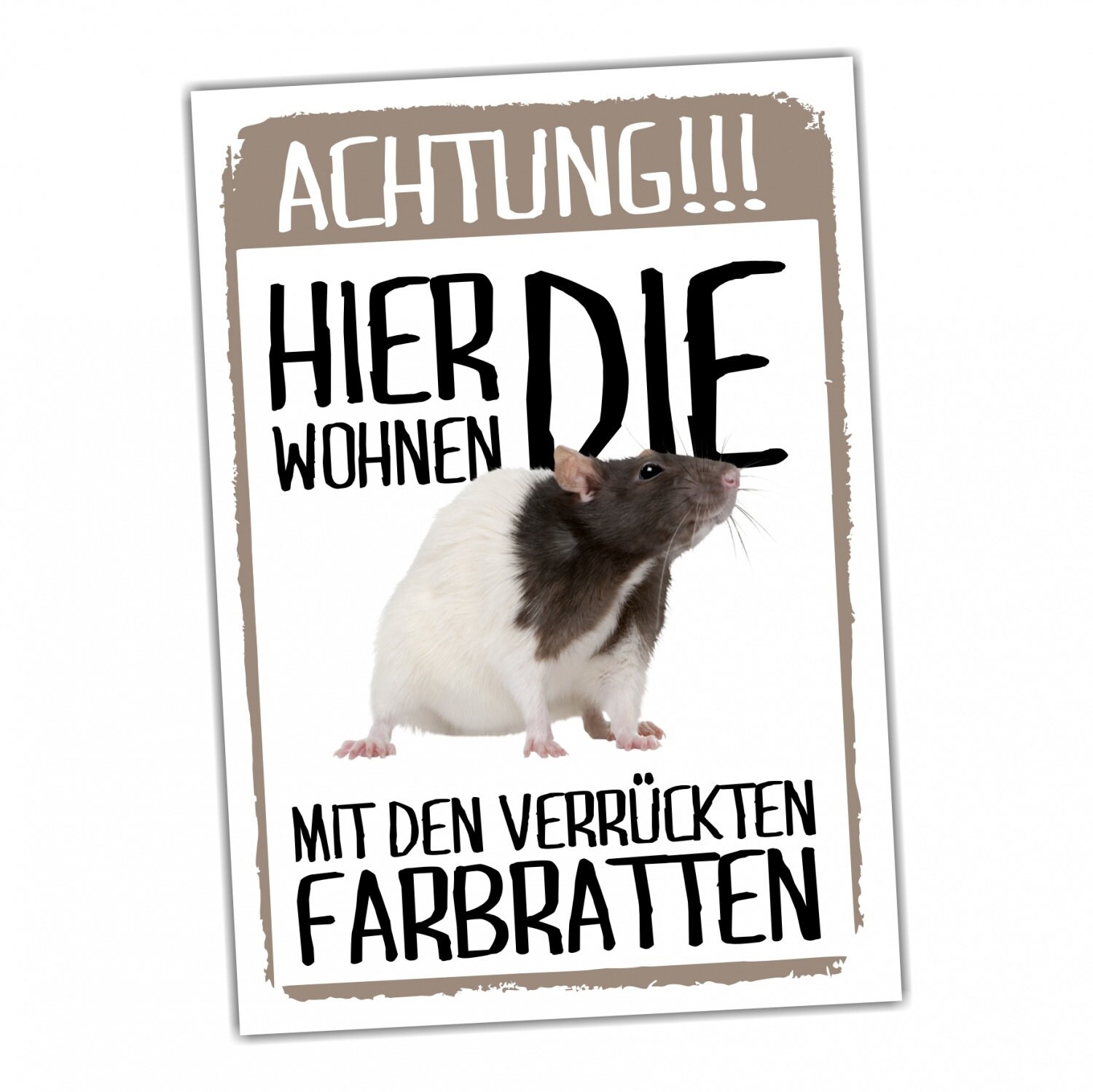 Achtung Ratte wohnen Schild lustig Spruch Türschild Warnschild Fun