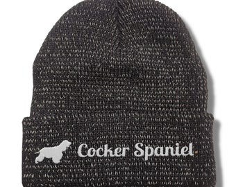 Cocker Spaniel reflektierende Mütze Stickerei Hund Winter Strickmütze reflex Beanie warm
