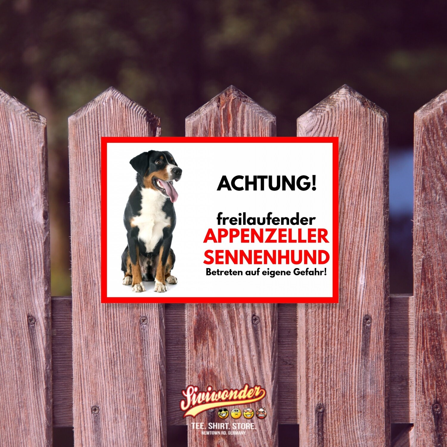 wetterfeste Schiefertafel  « BERNER SENNEN » Vorsicht freilaufender Hund 