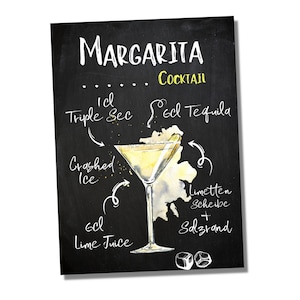 Schild Margarita Cocktail Rezept Bar Party Keller Deko Türschild Hinweisschild Warnschild Fun Deko
