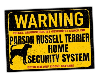 Parson Russell Terrier Schild Warning Security System Türschild Hundeschild Warnschild Hund