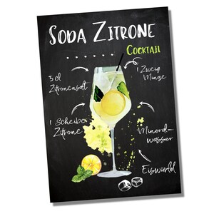 Soda Zitrone alkoholfrei Cocktail Rezept Bar Party Keller Deko Türschild Hinweisschild Warnschild Fun Deko