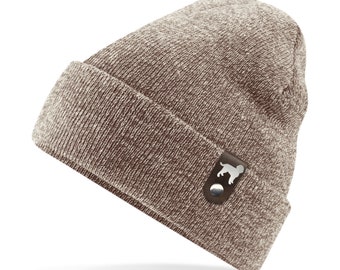 Lagotto Romagnolo Mütze Patch Leder Gassi Beanie Strickmütze Warm Herren Damen Trüffelhund Italien Hund  22 Farben Herbst Winter