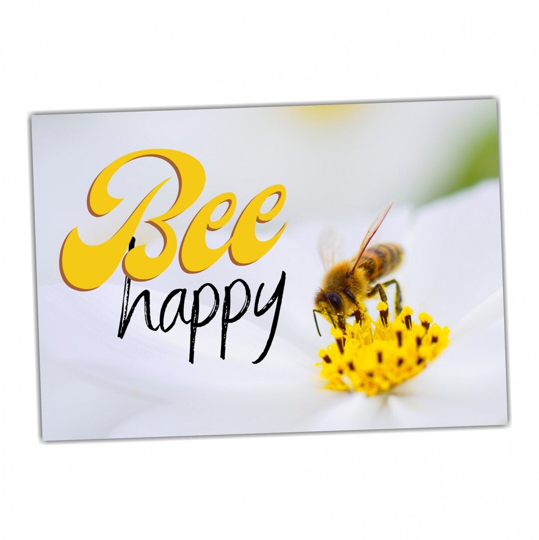 Bee Happy Biene Garten Schild lustiger Spruch Türschild Warnschild Fun