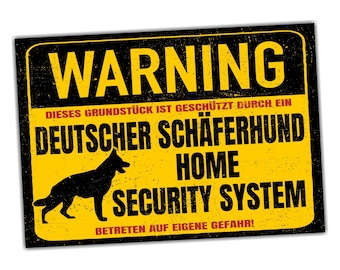 Deutscher Schäferhund Dog Schild Warning Security System Türschild Hundeschild Warnschild