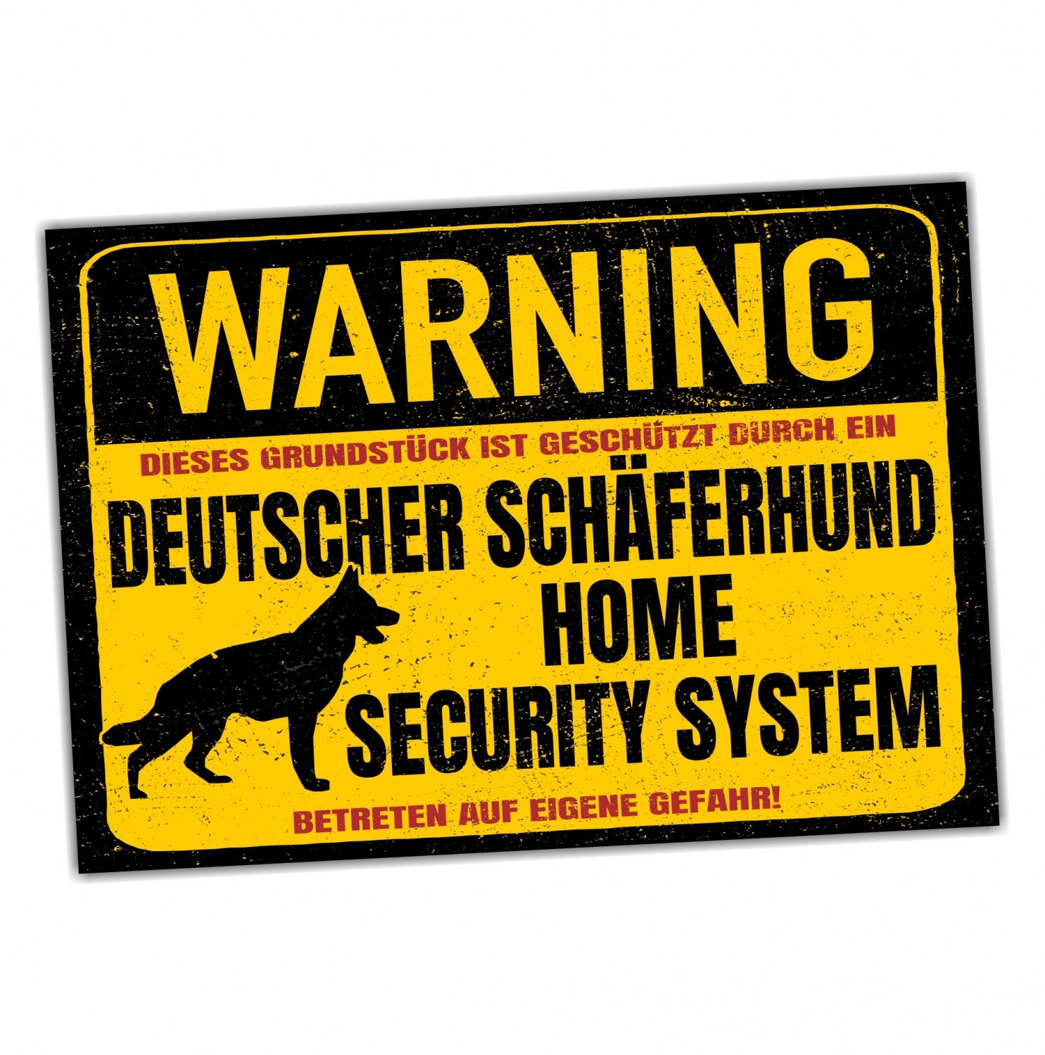 Deutscher Schäferhund Dog Schild Warning Security System Türschild