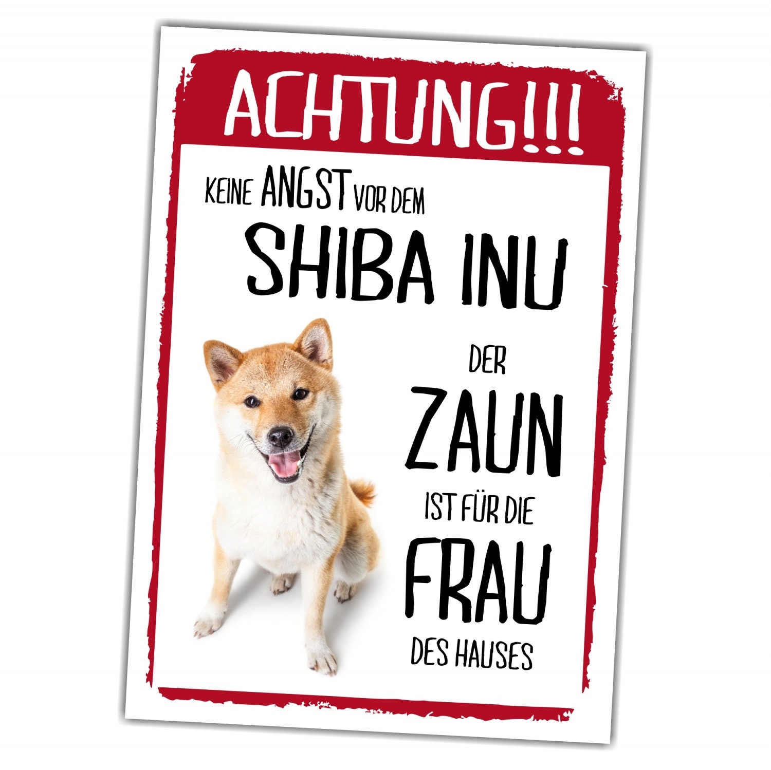 Shiba Inu Türschild 'Achtung Hund' - Wetterfestes Aluschild, 20x14 Cm, Für Innen & Außen