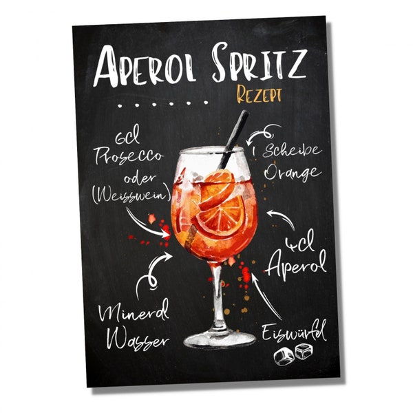 Schild Aperol Spritz Cocktail Rezept Bar Party Keller Deko Türschild Hinweisschild Warnschild Fun