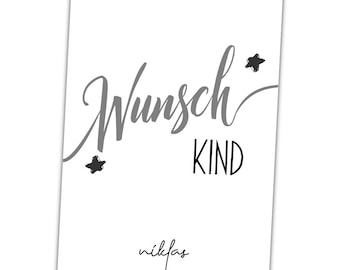 Personalisiertes Schild "WUNSCHKIND" mit Wunsch Name Geschenk Dekoration Kind Kinderzimmer Tür-Copy Deko