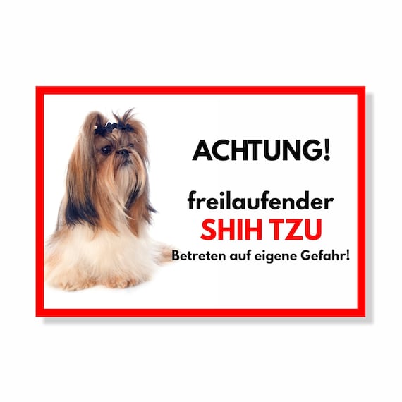 Warnschild „Freilaufender Shih Tzu“ – Alu-Verbundplatte 20x14 Cm, Wetterfest, Personalisiertes Hundeschild Für Gartenzaun Oder Tür