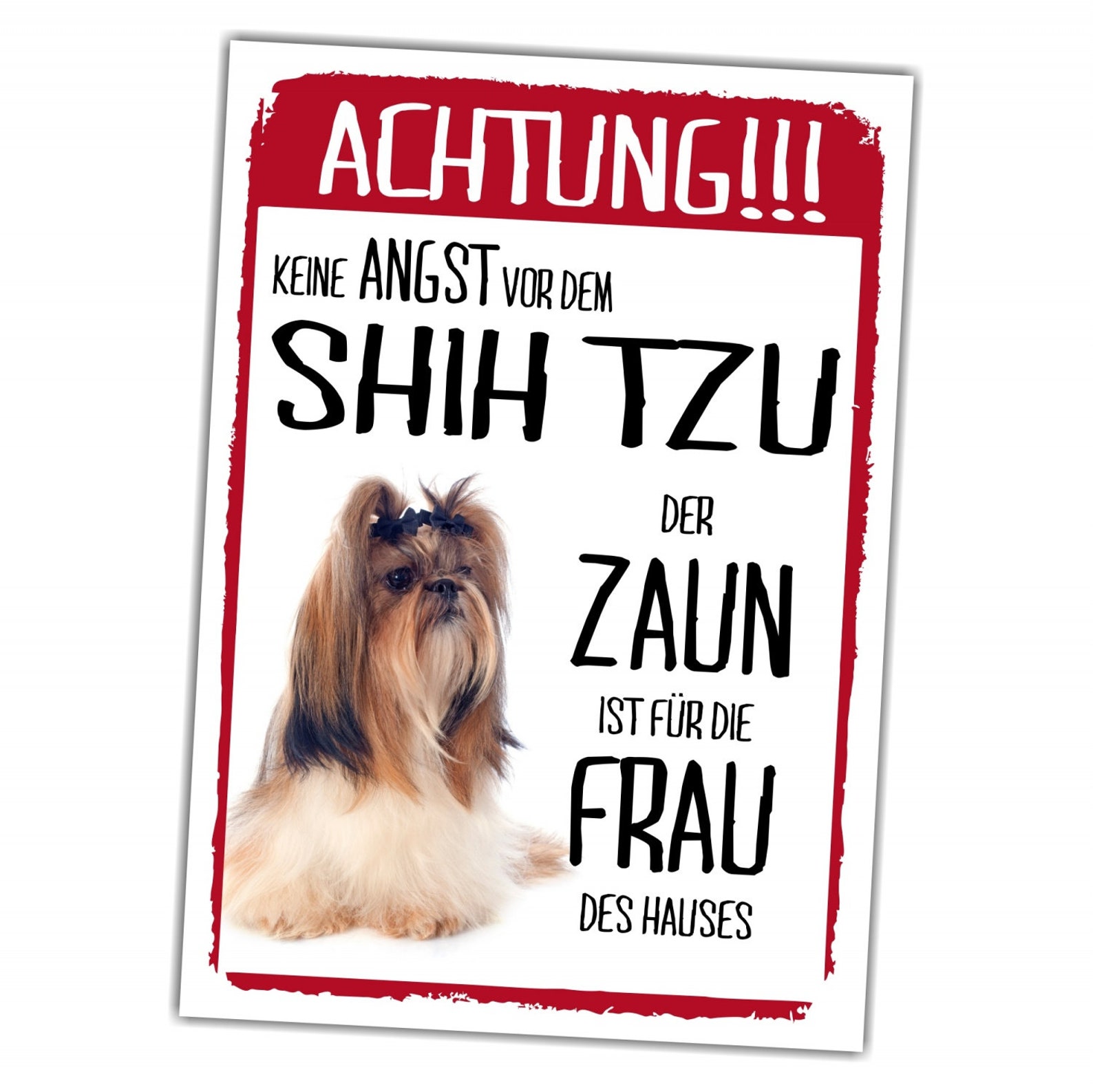 Shih Tzu Dog Schild Achtung Zaun Frau Spruch Türschild Etsy