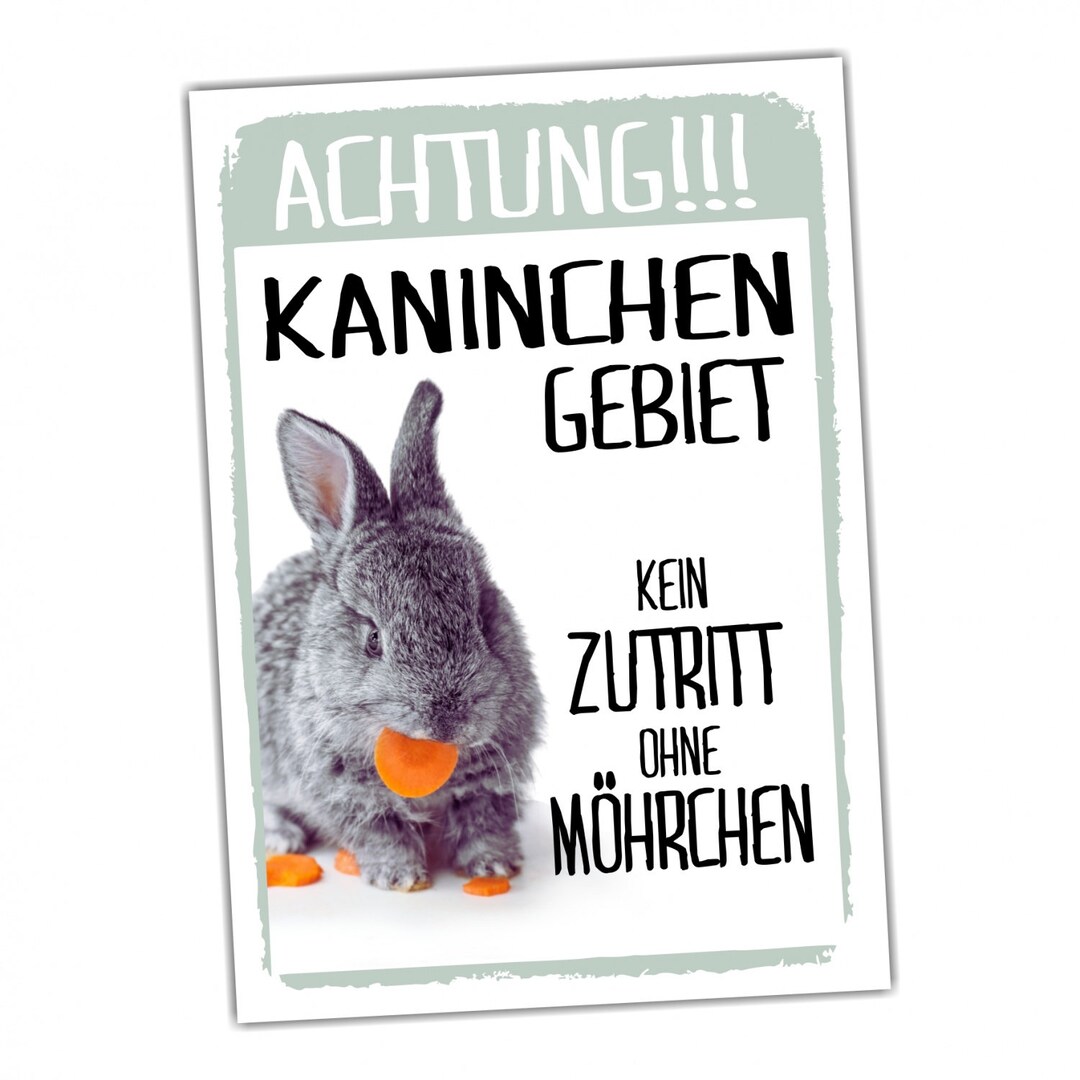 Achtung Kaninchen Warnschild – 20x14 Cm, Metall, Lustiger Spruch, Wetterfest